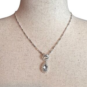Patricia Nash Silver CZ Teardrop Pendant Necklace, NWT